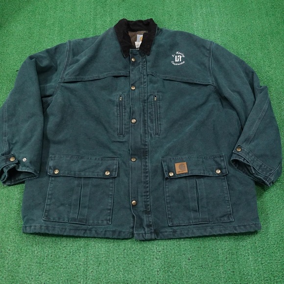 Carhartt Jacket Mens 2XL Green Lined Canvas Made USA C10HTG